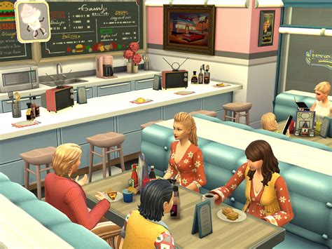 The Sims Resource Sims 4 Retro Diner No Cc Restaurant