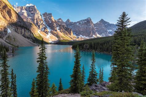 Banff National Park Moraine Lake In Canadian Rockies Vertbcal Stock