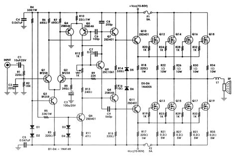 This stereo amplifier circuit diagram is cheap and simple. 400W - High Power Mosfet Amplifier