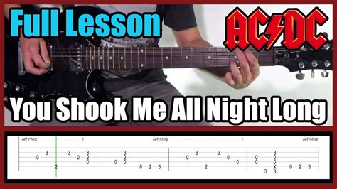 Acdc You Shook Me All Night Long Full Lesson With Tabs Rhythm Guitar
