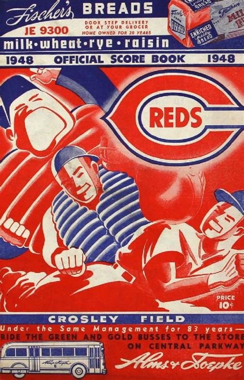 1948 Cincinnati Reds Print Vintage Baseball Poster Retro Baseball