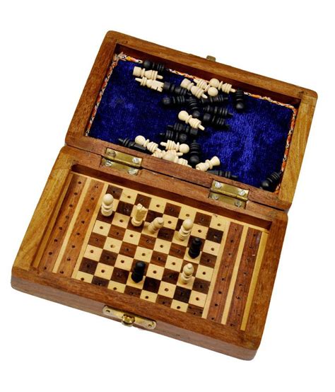 Jaipurraga Travellers Mini Chess Board Wooden Handicraft Mini Chess