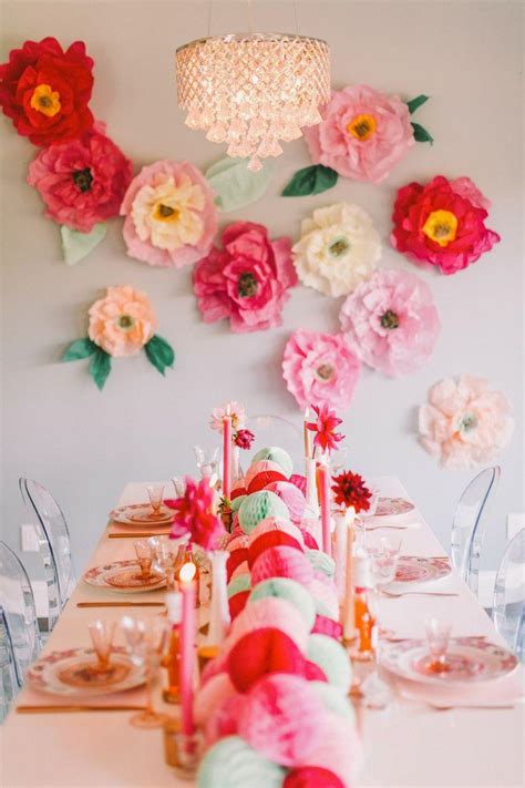 A circular, flower and cone decor. Bridal Shower - DIY Flower Wall Bridesmaids' Party #2054407 - Weddbook