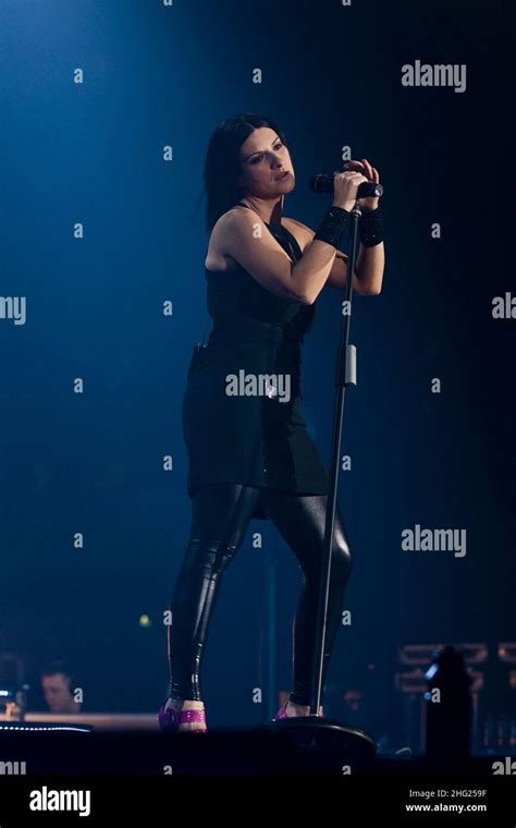 Laura Pausini Performs In Concert During Her World Tour 2009 Stock