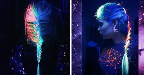After all, having to use bleach to lighten your strands before you can achieve your desired hair color can be a drag, not to mention damaging.if you thought there was no way to get your desired color without bleaching your mane first, think again. Now Your Rainbow Hair Can Glow In The Dark Under Black ...