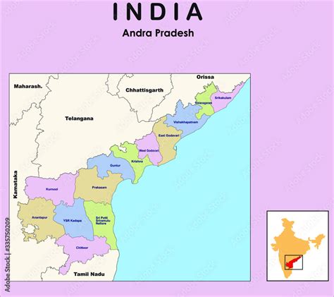 Andhra Pradesh Map Vector Illustration Of Andhra Pradesh Map With