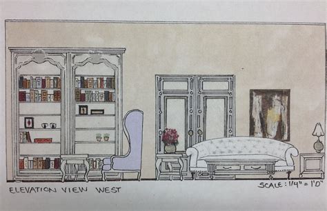 Living room front view drawing. Interior Design, Sketching and Space Planning of a Living ...