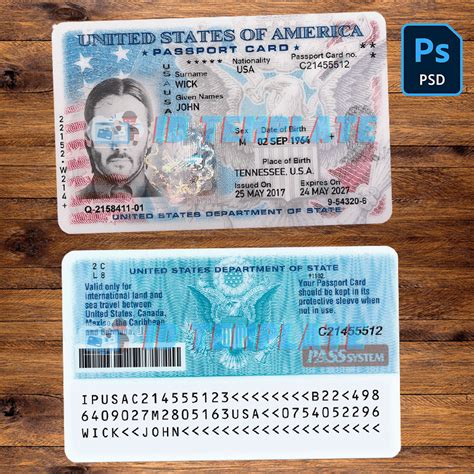 Usa Passport Id Card Psd Template Driving License Template