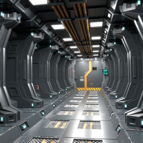 Sci Fi Interior Game Ready Science Fiction Scene Low Poly Corridor