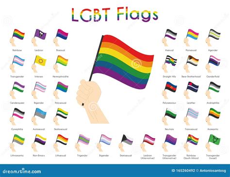 Juego De Banderas Del Orgullo LGBT Sexual Y De Género Ilustración del Vector Ilustración