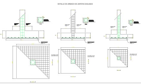 Autocad Dwg Files Of Detail Of Isolated Footings Cadbull