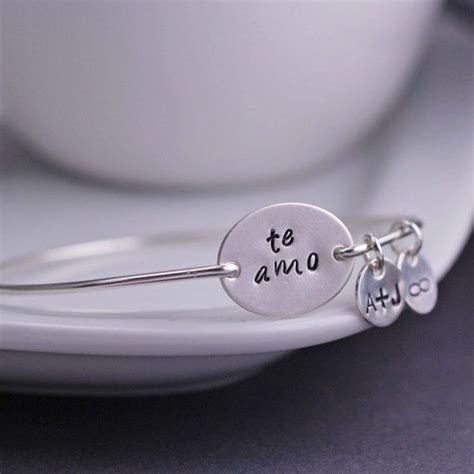 Te Amo Bracelet Personalized Jewelry For Her Silver Spanish Etsy