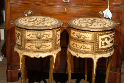 Shop with afterpay on eligible items. Pair Of 20thc Round Bedside Tables, Cream and Gold at 1stdibs