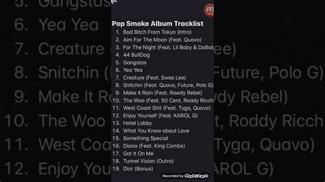 Pop Smokes Album Official Tracklist Youtube