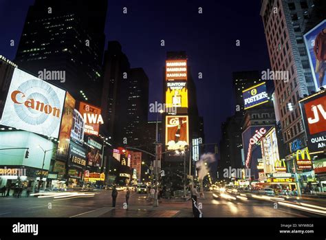 1992 Historical Times Square Midtown Manhattan New York City Usa Stock