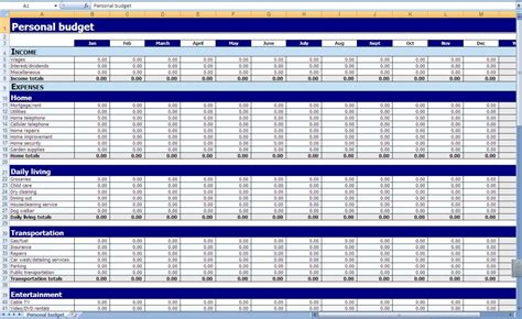 Monthly And Yearly Budget Spreadsheet Excel Template Annual Expense