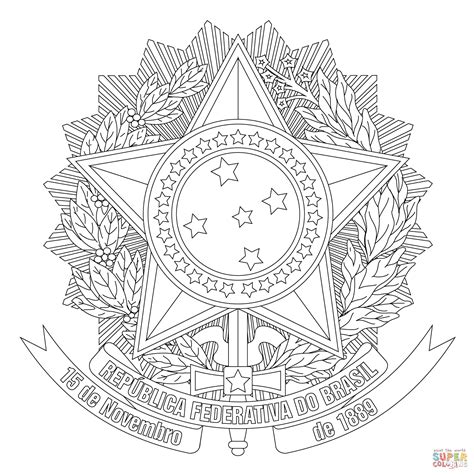 Trim the unprinted margins of the map pages with an exacto knife and straight edge. Coat of Arms of Brazil coloring page | Free Printable Coloring Pages