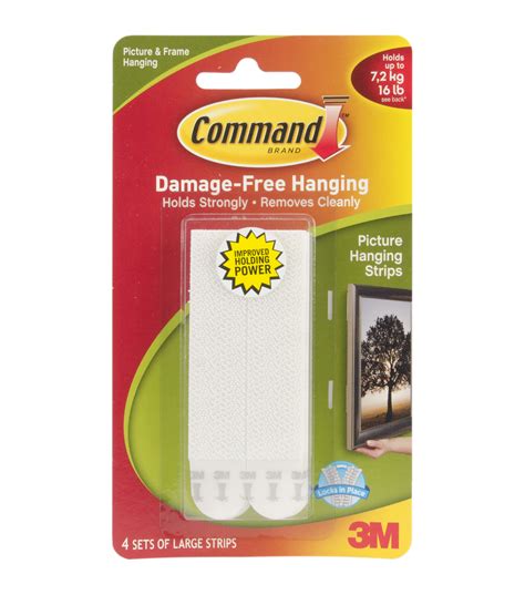 3m Command 4ct Large Picture Hanging Strips White Joann