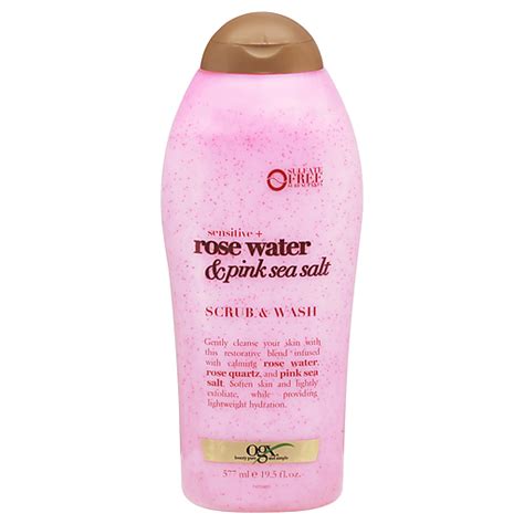 Ogx Sensitive Rose Water And Pink Sea Salt Scrub And Wash 195 Fl Oz