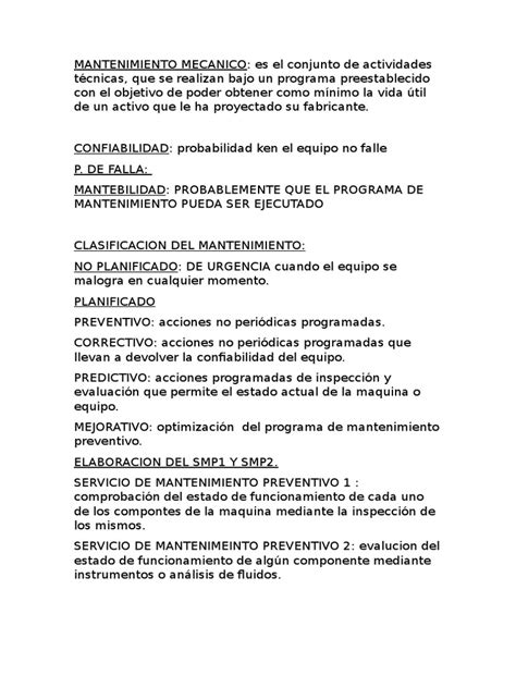 Resumen De Mantenimiento Mecanico 2 Lubricante Ingeniería Prueba