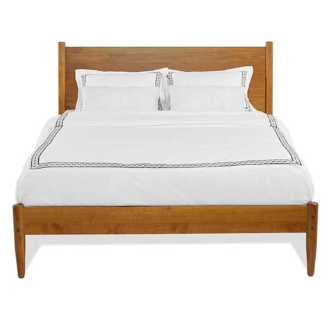 camaflexi mid century castanho queen size panel headboard platform bed md1309 the home depot