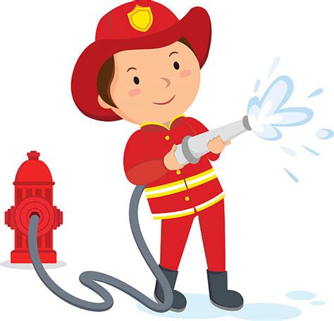 Fireman With Hose Cartoons Illustrations Royalty Free Vector Graphics