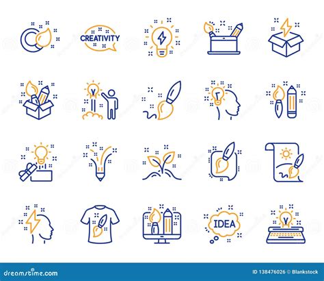 Creativity Line Icons Set Of Design Idea And Inspiration Signs