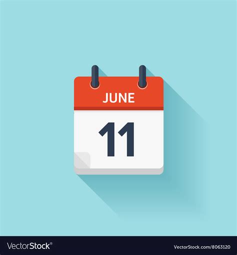 June 11 Flat Daily Calendar Icon Date Royalty Free Vector