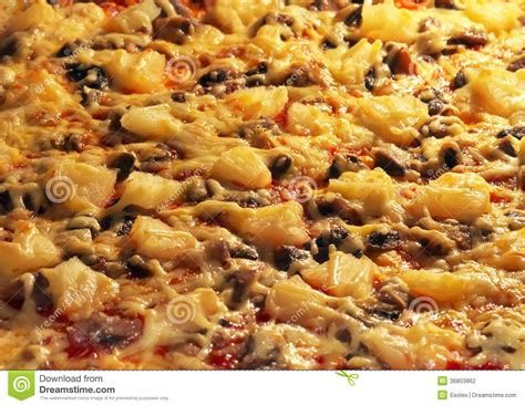 Pizza with Mushrooms, Cheese and Pineapple Baked in the Oven. Stock ...