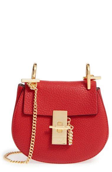 Chloé Nano Drew Lambskin Leather Shoulder Bag In Plaid Red Modesens