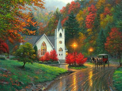 Mark Keathley Autumn Chapel Painting Art Gallery Fine Art