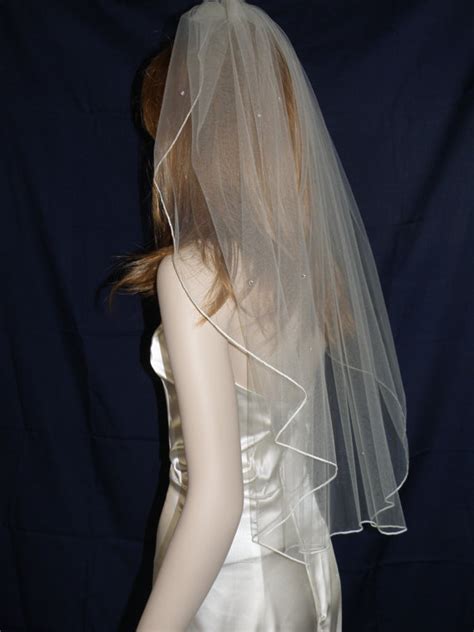 Wedding Veil 30 Inch Waste Length Waterfall Veil With A Finished Edge