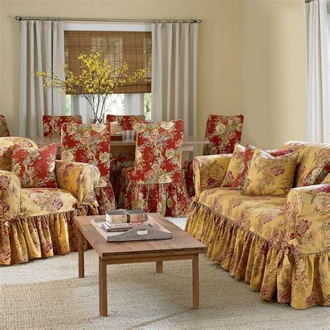 Slipcovers for chairs and sofas are the perfect solution if you are faced with a steady stream of friends, children and pets through your home. Ballad Bouquet Sofa Slipcover Blush - Waverly in 2020 ...