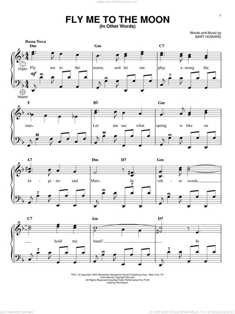 Each section of the fly me to the moon chords is eight measures. Sinatra - Fly Me To The Moon (In Other Words) sheet music ...