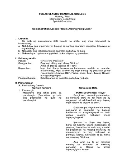 Detailed Lesson Plan In Araling Panlipunan Docx Detailed Lesson Plan