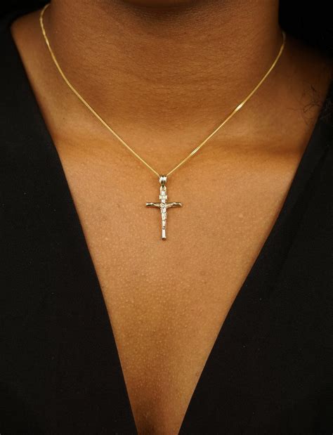 14k Solid Gold Crucifix Cross Pendant Crucifixion Of Jesus Etsy