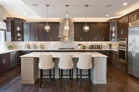 Browse kitchens designs and kitchen ideas. Kitchen, Amusing Brown Rectangle Modern Wood Model Home ...