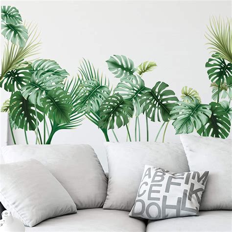 Buy Tropical Wall Decals Palm Leaf Wall Stickers For Living Room Green Plants Wall Decor