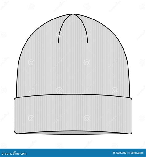 Beanie Hat Knit Cap Template Vector Illustration White Stock Vector