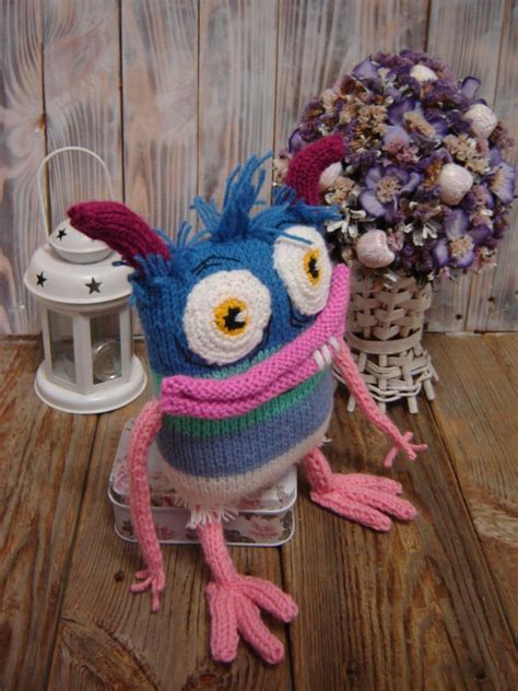 Bansen Monster Toy Knitted Toy Monster Cartoon Character Plush Etsy