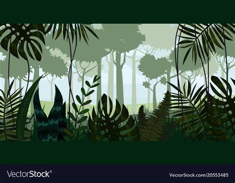 Tropical Rainforest Jungle Landscape Royalty Free Vector