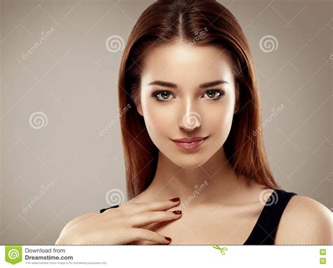 Woman Beauty Portrait Studio Closeup With Healthy Skin Stock Image Image Of Fashion