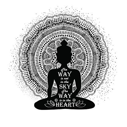Download Isolated Buddha Silhouette And Mandala Design Stock ...