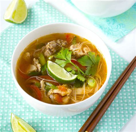 Thai Chicken Noodle Soup With Veggies Recipe By Archanas Kitchen