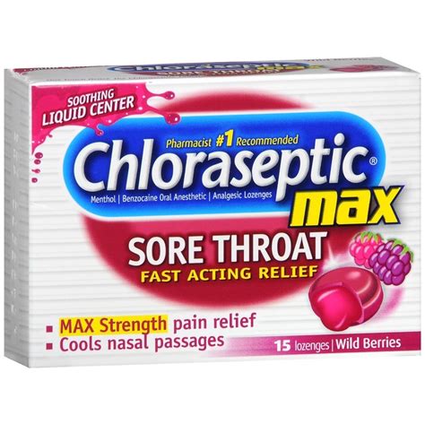 Chloraseptic Max Sore Throat Lozenges Wild Berries 15 Ea Medcare