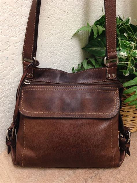 Fossil Brown Leather Organizer Crossbody Shoulder Handbag Bag Purse Key