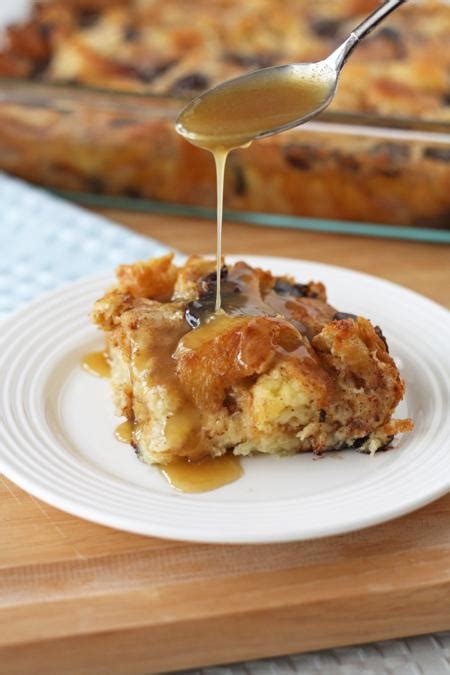 Serve the extra sauce on the side. chocolate croissant bread pudding with rum sauce