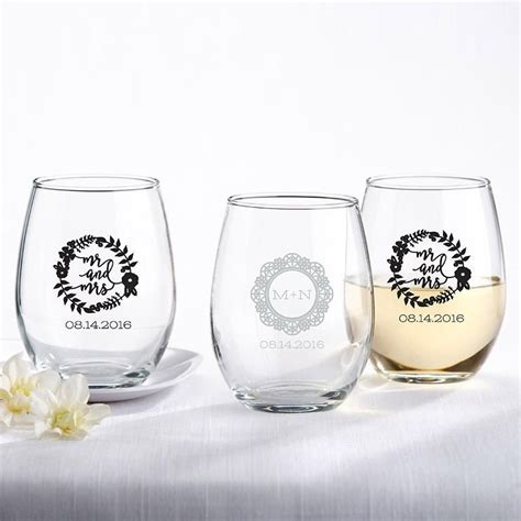 Personalized 15 Oz Stemless Wine Glass Romantic Garden Stemless Wine Glass Wedding Favors