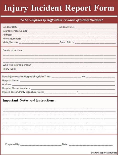 Free Incident Report Form Printable