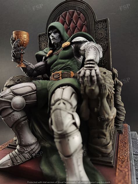 Dr Doom On Throne Marvel 3d Printed And Hand Painted Figure Decor